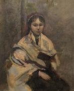 Jean-Baptiste Camille Corot Jeune fille assise un livre a la main Spain oil painting artist